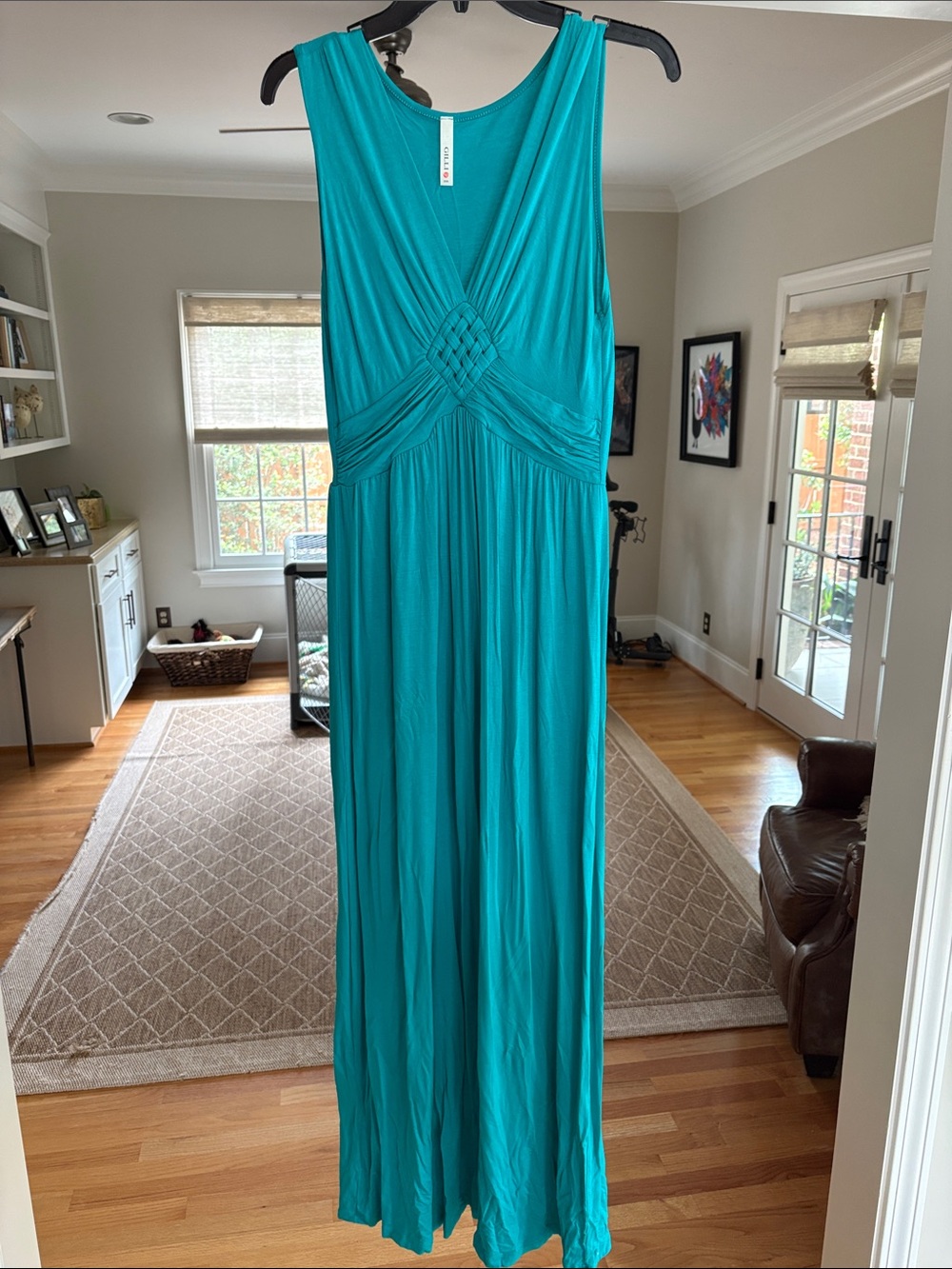 Gilli Teal Sleeveless Maxi Dress with Braided Waist